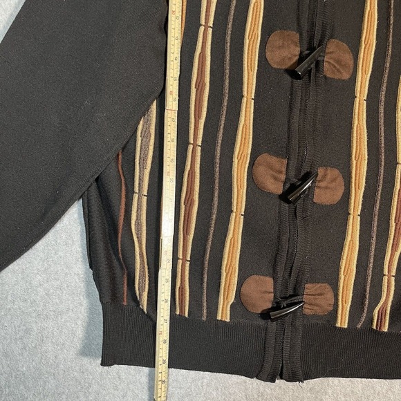 Silversilk Cardigan M Zip Up 3D Knit Toggle Retro Cosby Biggie Sweater Chunky - Picture 8 of 14